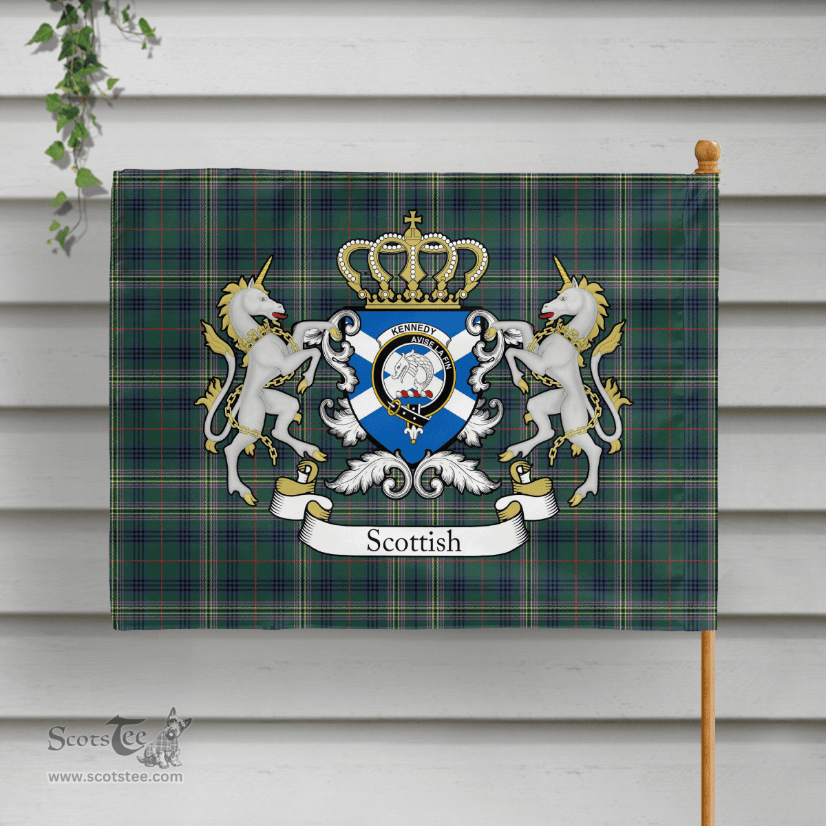 Scottish Kennedy Clan Badge Tartan Coat of Arm Garden Flag - Tartan Plaid Flags Scottish Plaid Tartan Plaid - ScotsTee - scotstee.com