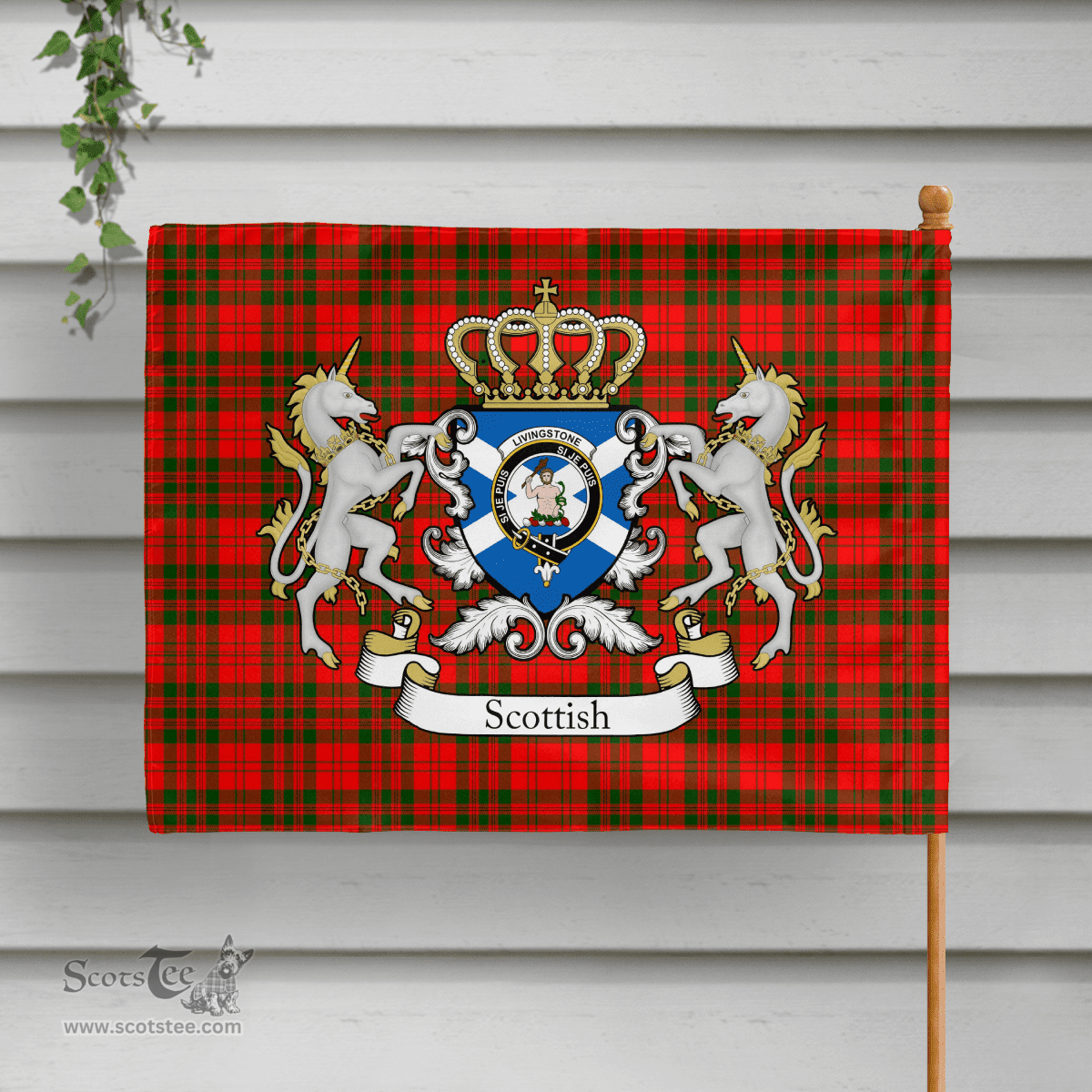 Scottish Livingstone Clan Badge Tartan Coat of Arm Garden Flag - Tartan Plaid Flags Scottish Plaid Tartan Plaid - ScotsTee - scotstee.com