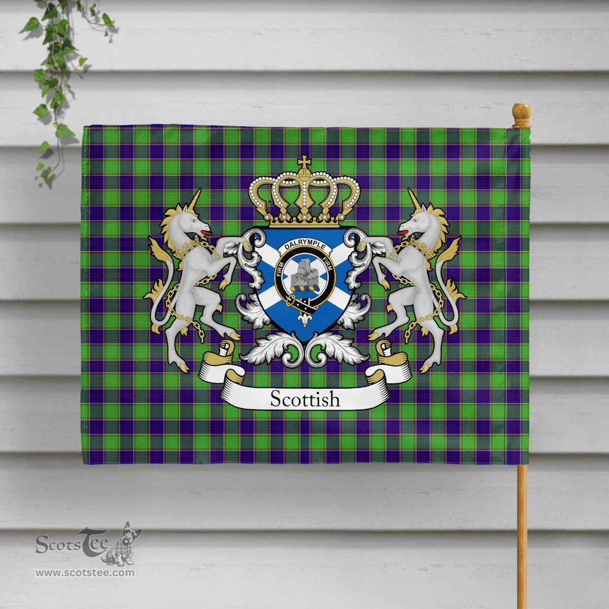 Scottish Dalrymple Clan Badge Tartan Coat of Arm Garden Flag - Tartan Plaid Flags Scottish Plaid Tartan Plaid - ScotsTee - scotstee.com