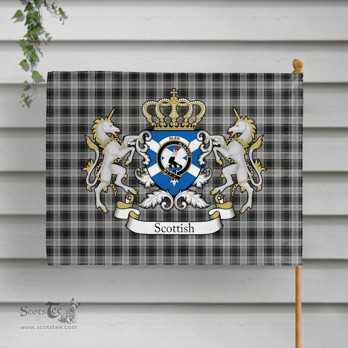 Scottish Glen Clan Badge Tartan Coat of Arm Garden Flag - Tartan Plaid Flags Scottish Plaid Tartan Plaid - ScotsTee - scotstee.com