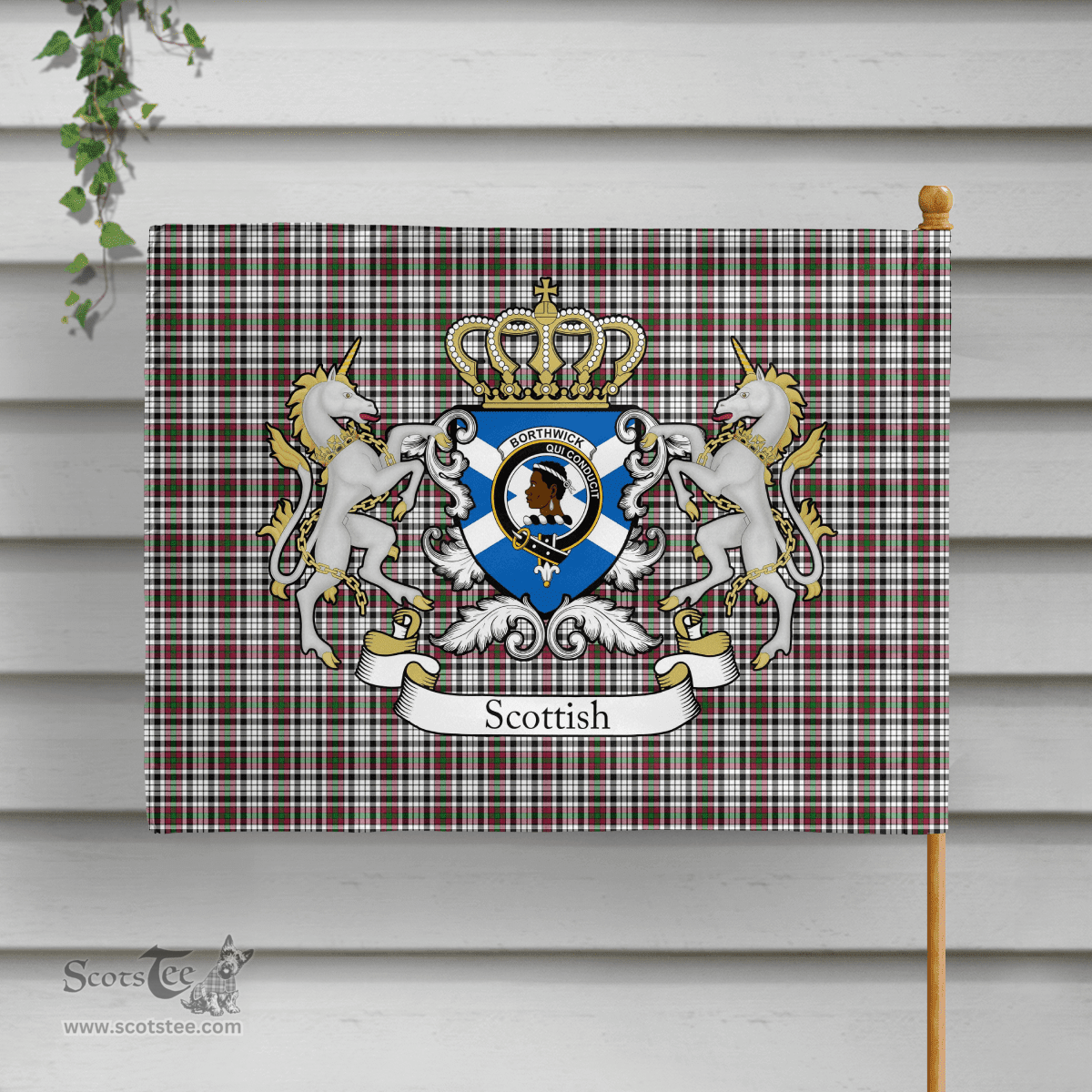 Scottish Borthwick Clan Badge Tartan Coat of Arm Garden Flag - Tartan Plaid Flags Scottish Plaid Tartan Plaid - ScotsTee - scotstee.com
