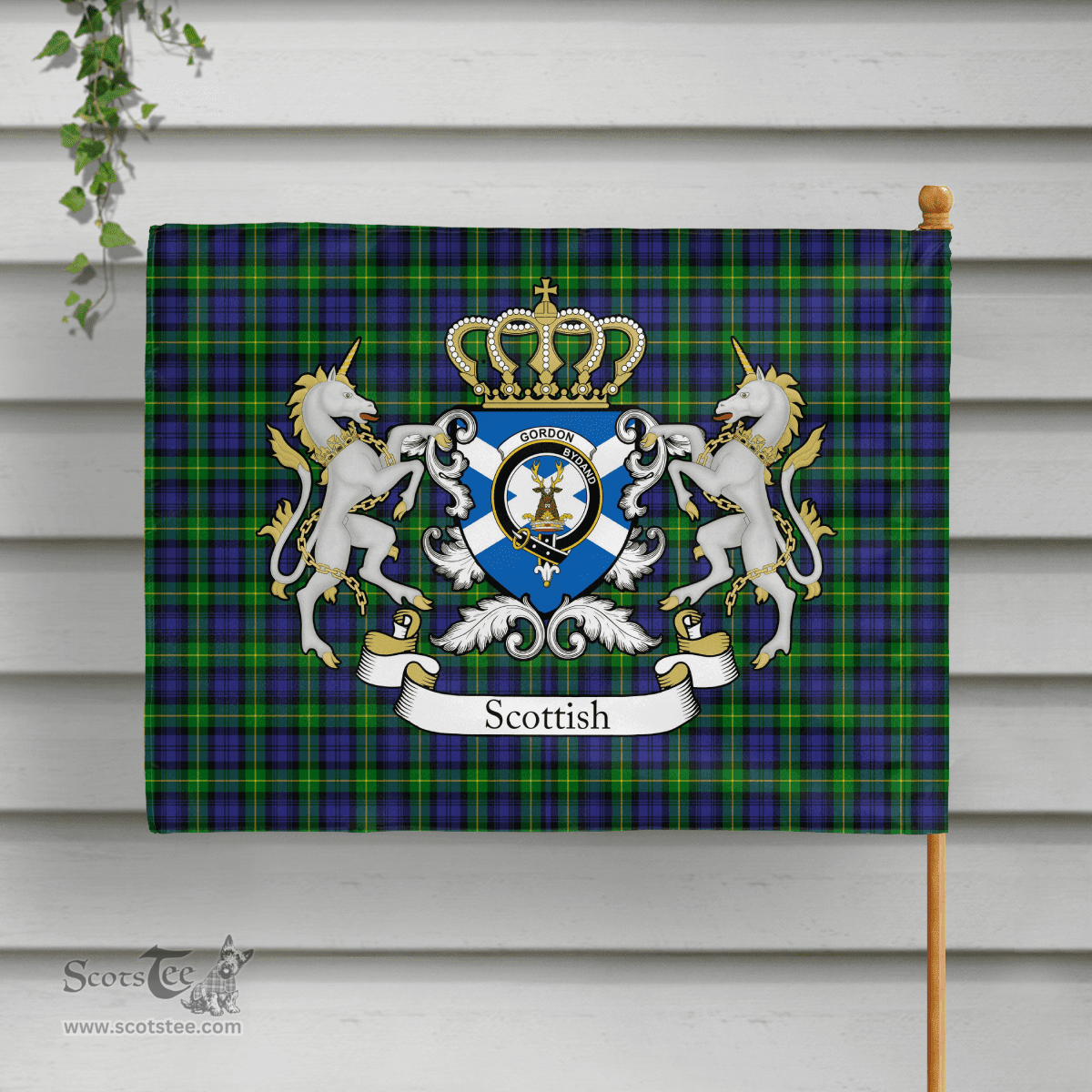 Scottish Gordon Clan Badge Tartan Coat of Arm Garden Flag - Tartan Plaid Flags Scottish Plaid Tartan Plaid - ScotsTee - scotstee.com