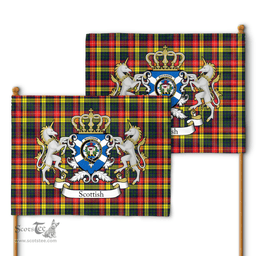 Scottish Buchanan Clan Badge Tartan Coat of Arm Garden Flag - Tartan Plaid Flags Scottish Plaid Tartan Plaid - ScotsTee - scotstee.com