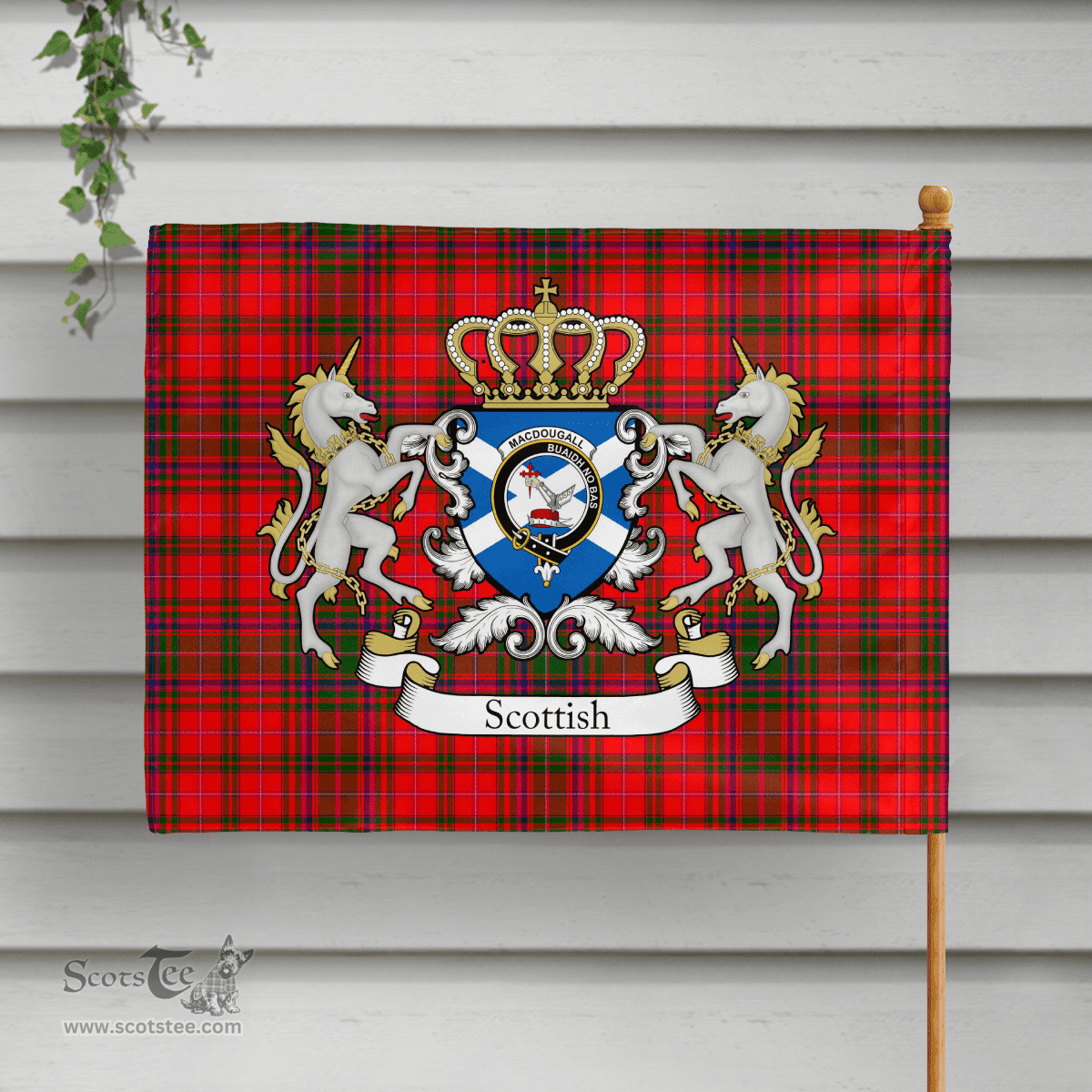 Scottish Macdougall Clan Badge Tartan Coat of Arm Garden Flag - Tartan Plaid Flags Scottish Plaid Tartan Plaid - ScotsTee - scotstee.com