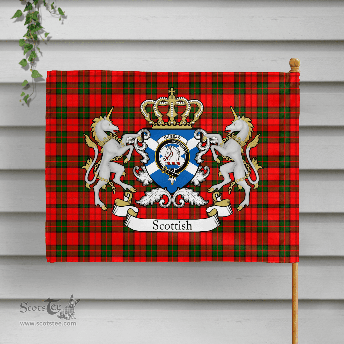 Scottish Dunbar Clan Badge Tartan Coat of Arm Garden Flag - Tartan Plaid Flags Scottish Plaid Tartan Plaid - ScotsTee - scotstee.com