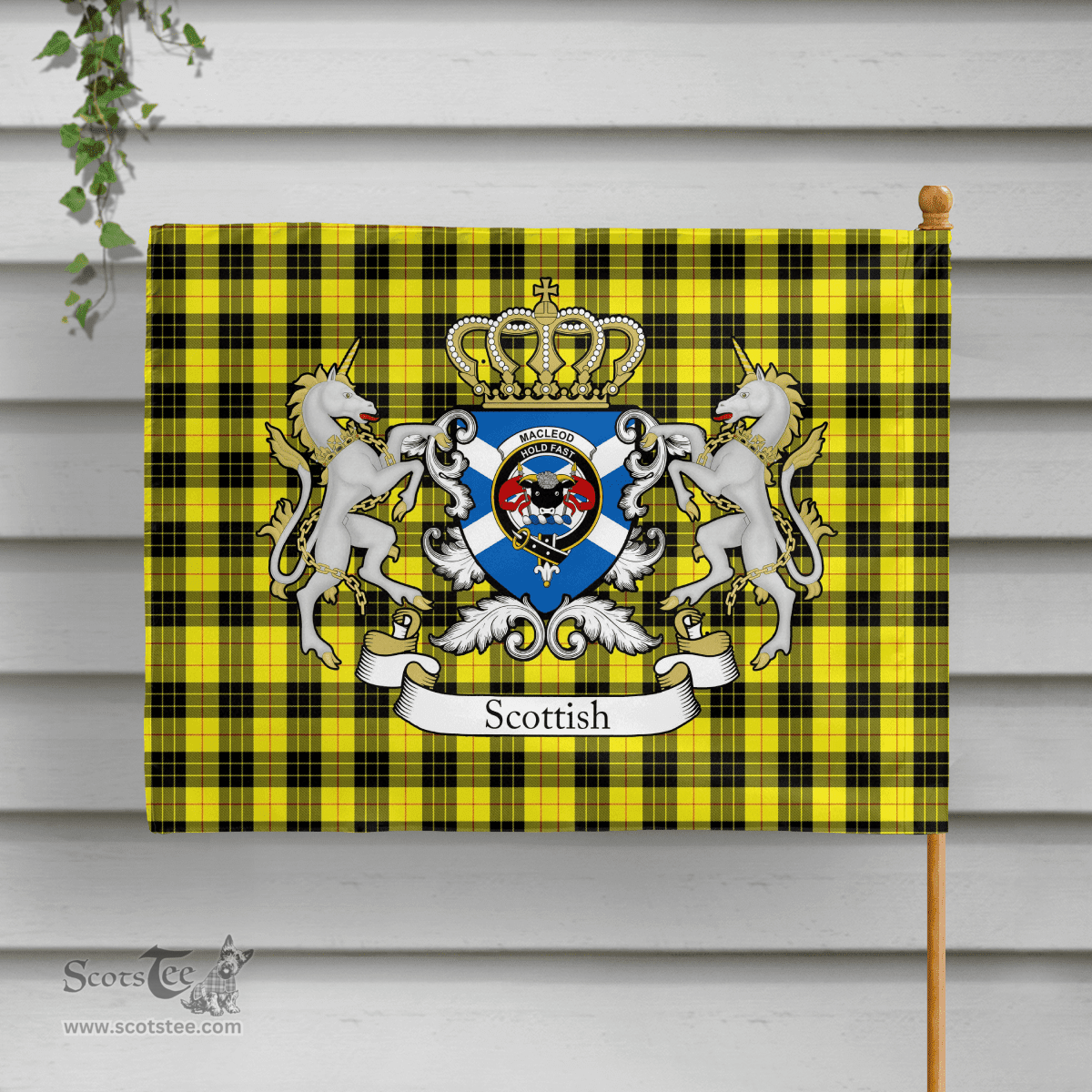Scottish Macleod Of Lewis Clan Badge Tartan Coat of Arm Garden Flag - Tartan Plaid Flags Scottish Plaid Tartan Plaid - ScotsTee - scotstee.com