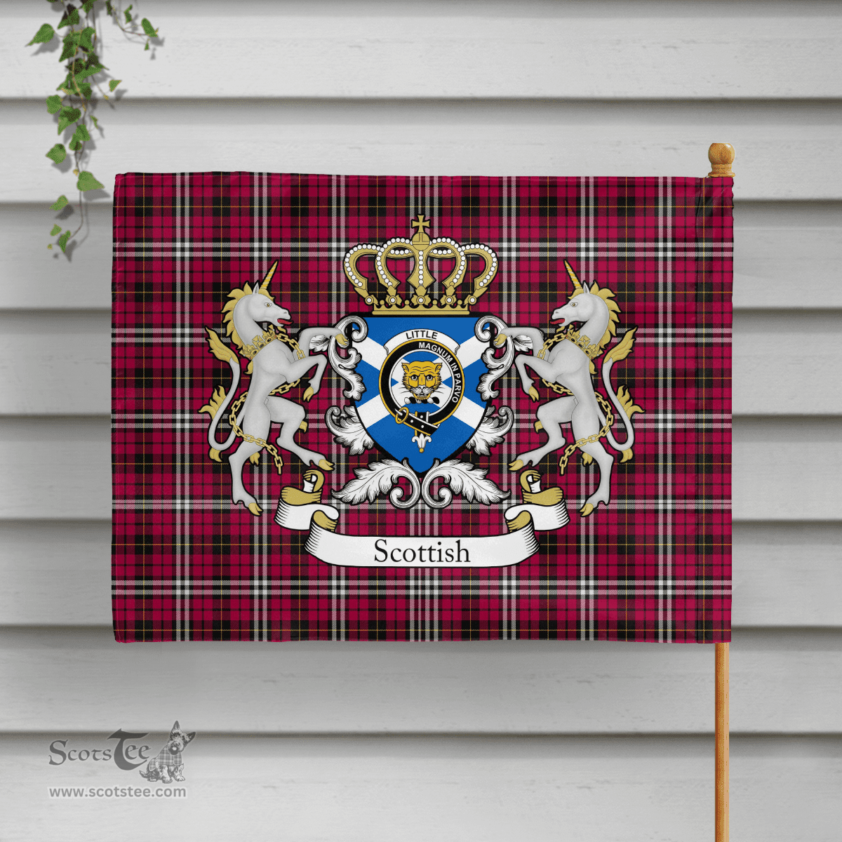 Scottish Little Clan Badge Tartan Coat of Arm Garden Flag - Tartan Plaid Flags Scottish Plaid Tartan Plaid - ScotsTee - scotstee.com