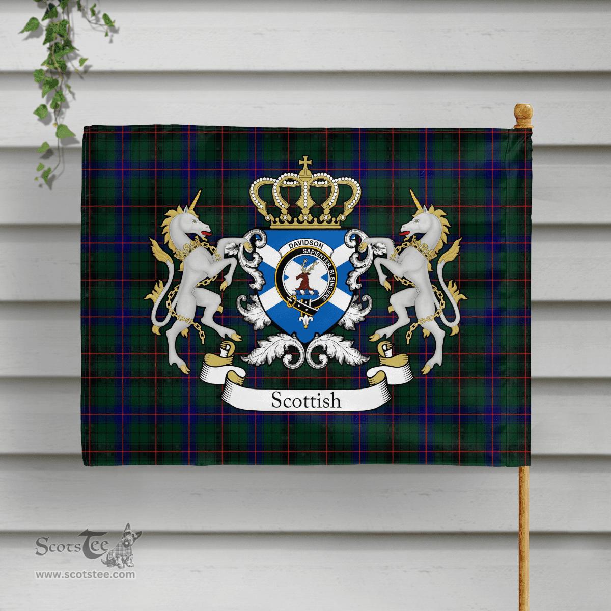 Scottish Davidson Clan Badge Tartan Coat of Arm Garden Flag - Tartan Plaid Flags Scottish Plaid Tartan Plaid - ScotsTee - scotstee.com