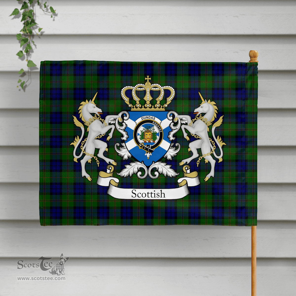 Scottish Dundas Clan Badge Tartan Coat of Arm Garden Flag - Tartan Plaid Flags Scottish Plaid Tartan Plaid - ScotsTee - scotstee.com