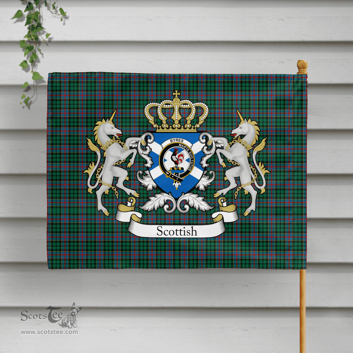 Scottish Byres Clan Badge Tartan Coat of Arm Garden Flag - Tartan Plaid Flags Scottish Plaid Tartan Plaid - ScotsTee - scotstee.com