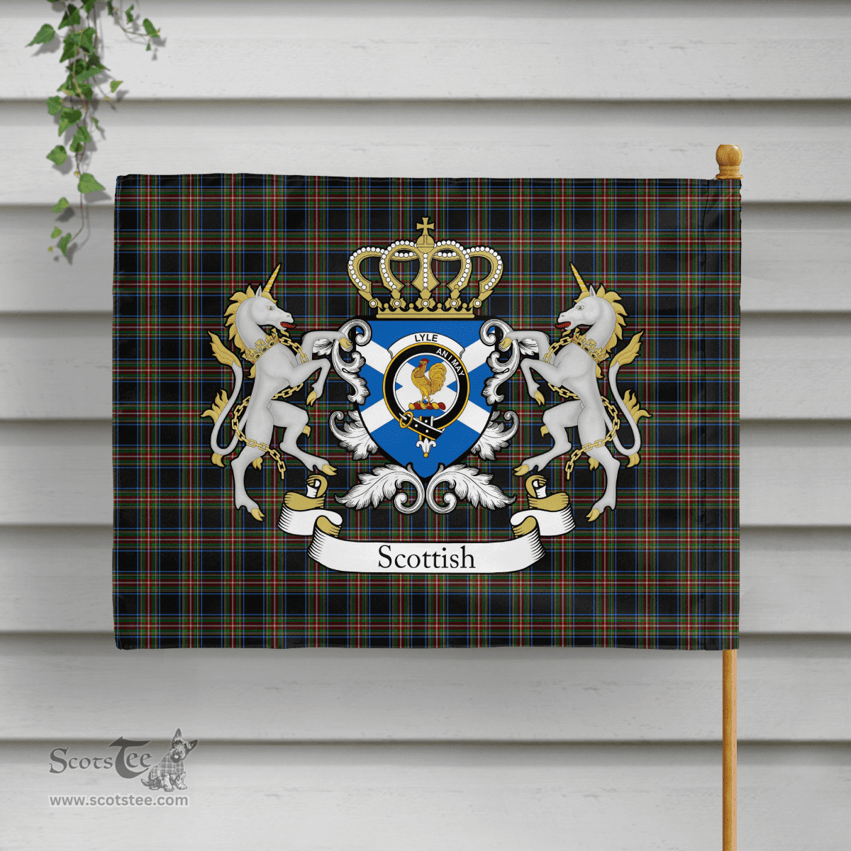 Scottish Lyle Clan Badge Tartan Coat of Arm Garden Flag - Tartan Plaid Flags Scottish Plaid Tartan Plaid - ScotsTee - scotstee.com