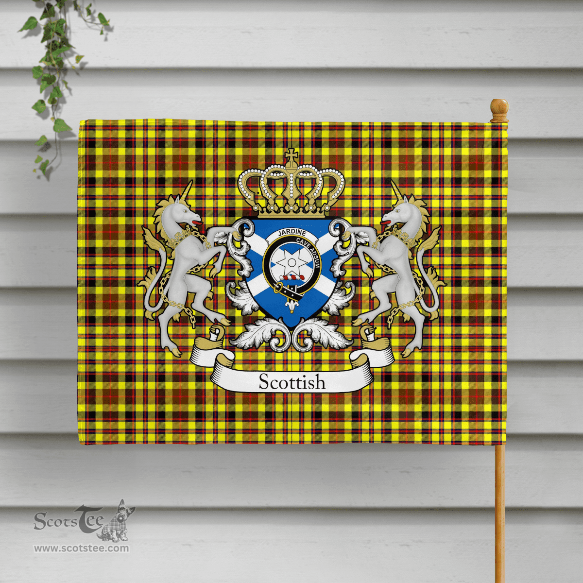 Scottish Jardine Clan Badge Tartan Coat of Arm Garden Flag - Tartan Plaid Flags Scottish Plaid Tartan Plaid - ScotsTee - scotstee.com