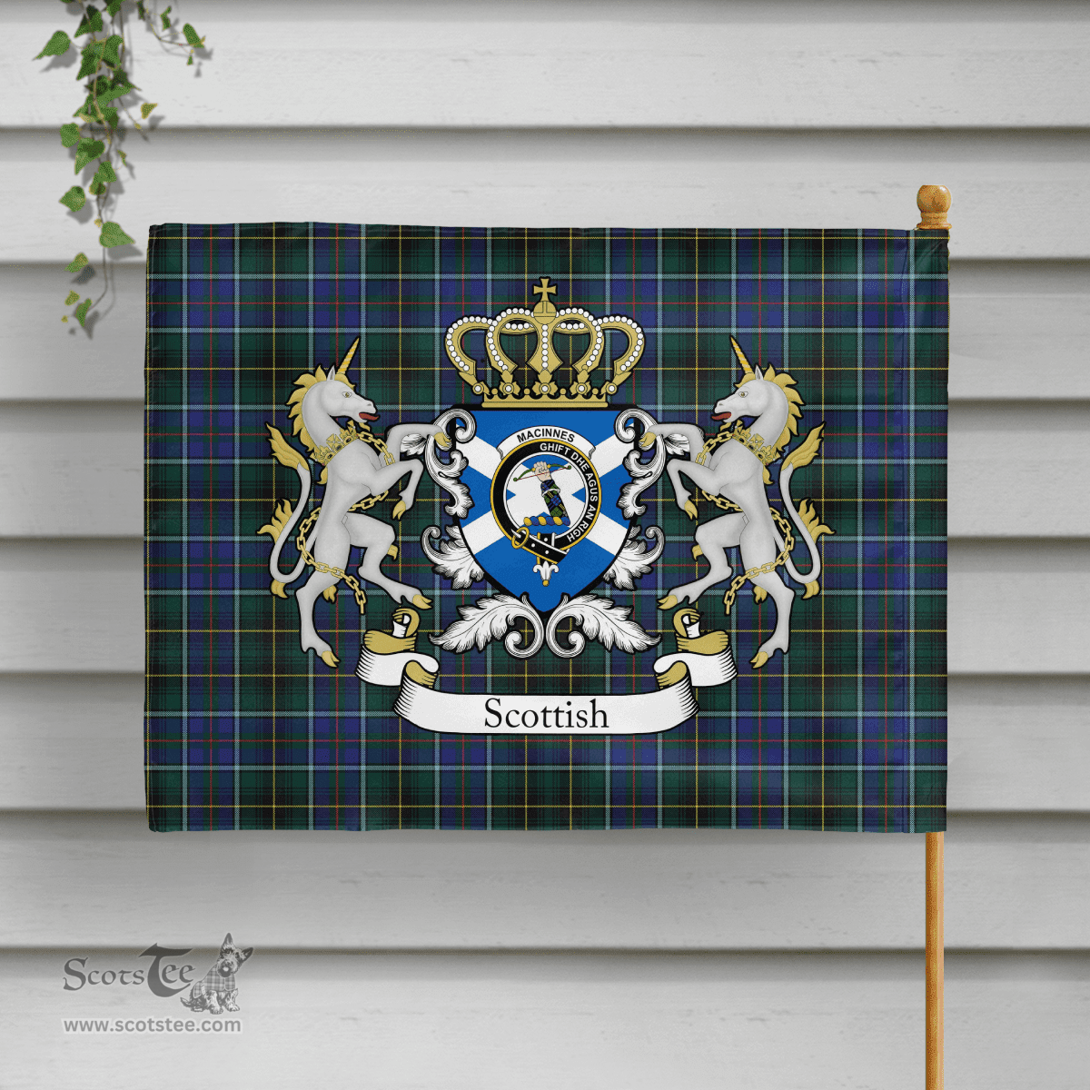 Scottish Macinnes Clan Badge Tartan Coat of Arm Garden Flag - Tartan Plaid Flags Scottish Plaid Tartan Plaid - ScotsTee - scotstee.com