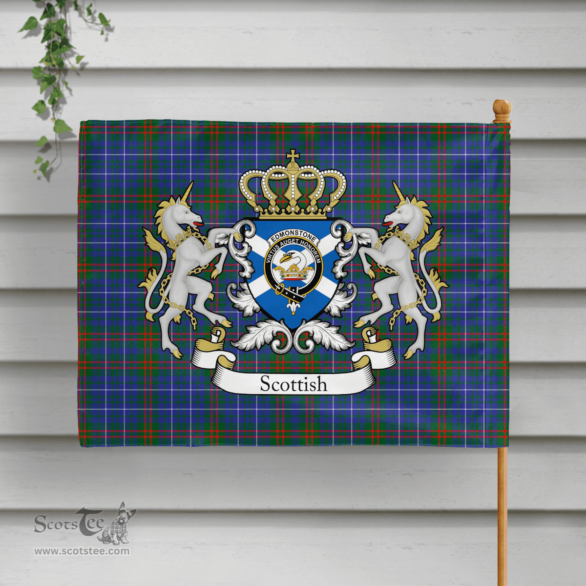 Scottish Edmonstone Of Duntreath Clan Badge Tartan Coat of Arm Garden Flag - Tartan Plaid Flags Scottish Plaid Tartan Plaid - ScotsTee - scotstee.com