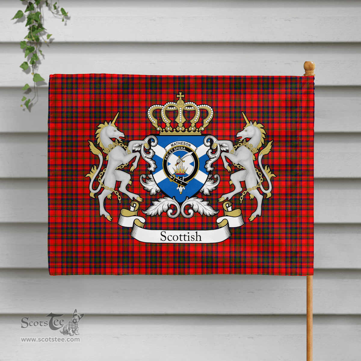 Scottish Matherson Clan Badge Tartan Coat of Arm Garden Flag - Tartan Plaid Flags Scottish Plaid Tartan Plaid - ScotsTee - scotstee.com