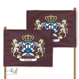 Scottish Fraser Of Lovat Clan Badge Tartan Coat of Arm Garden Flag - Tartan Plaid Flags Scottish Plaid Tartan Plaid - ScotsTee - scotstee.com