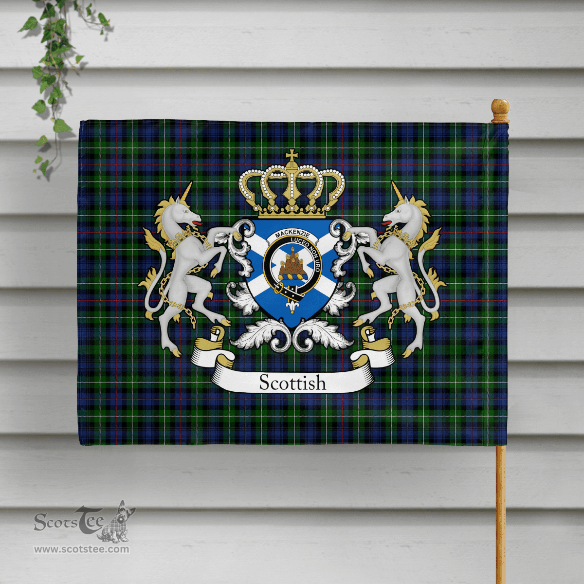 Scottish Mackenzie Clan Badge Tartan Coat of Arm Garden Flag - Tartan Plaid Flags Scottish Plaid Tartan Plaid - ScotsTee - scotstee.com
