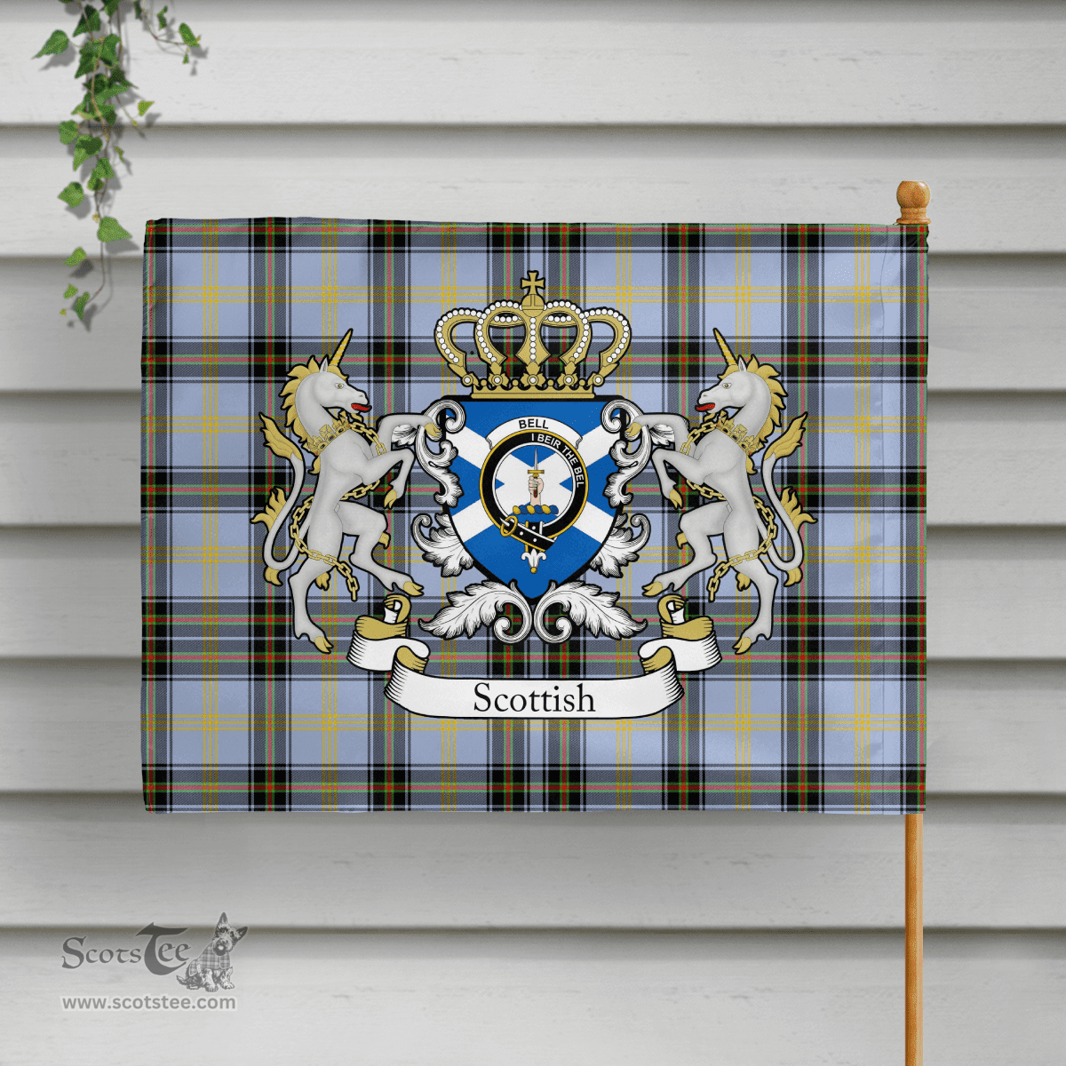 Scottish Bell Clan Badge Tartan Coat of Arm Garden Flag - Tartan Plaid Flags Scottish Plaid Tartan Plaid - ScotsTee - scotstee.com