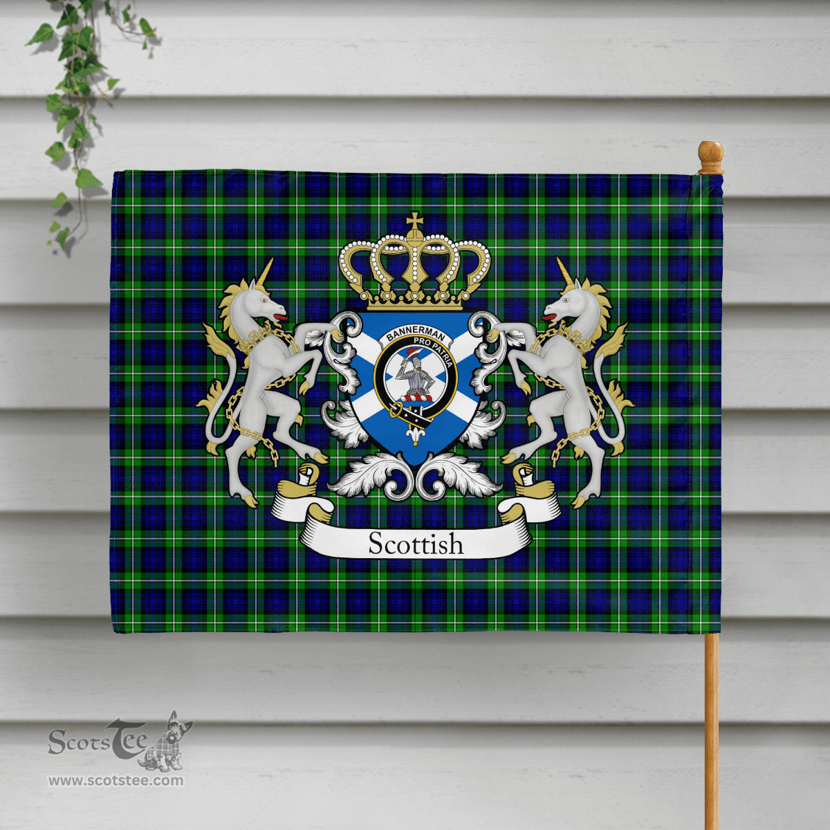 Scottish Bannerman Clan Badge Tartan Coat of Arm Garden Flag - Tartan Plaid Flags Scottish Plaid Tartan Plaid - ScotsTee - scotstee.com