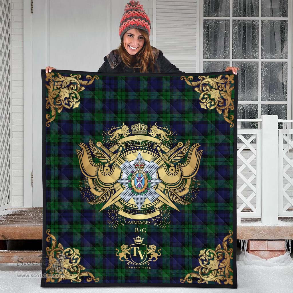 Scottish Blackwatch 01 Clan Tartan Quilt - Military Logo Style Scottish Plaid Tartan Plaid