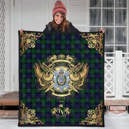Scottish Blackwatch 01 Clan Tartan Quilt - Military Logo Style Scottish Plaid Tartan Plaid