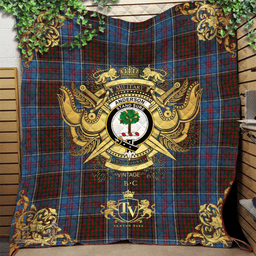 Scottish Anderson STS Clan Tartan Quilt - Military Logo Style Scottish Plaid Tartan Plaid