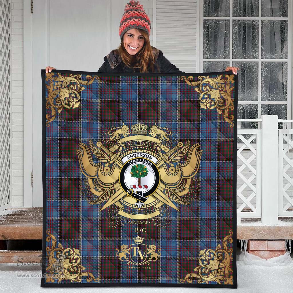 Scottish Anderson STS Clan Tartan Quilt - Military Logo Style Scottish Plaid Tartan Plaid