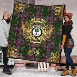 Scottish Anderson of Kinneddar Hunting Clan Tartan Quilt - Military Logo Style Scottish Plaid Tartan Plaid