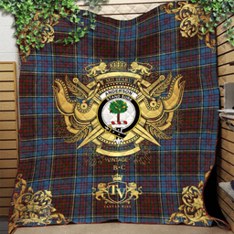Scottish Anderson Highland Society of London Clan Tartan Quilt - Military Logo Style Scottish Plaid Tartan Plaid