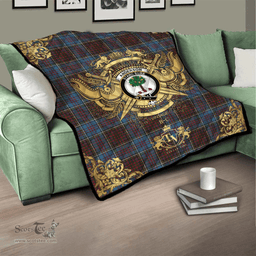 Scottish Anderson Highland Society of London Clan Tartan Quilt - Military Logo Style Scottish Plaid Tartan Plaid