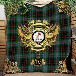 Scottish Brodie Hunting Clan Tartan Quilt - Military Logo Style Scottish Plaid Tartan Plaid