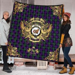 Scottish Baillie Highland Society Clan Tartan Quilt - Military Logo Style Scottish Plaid Tartan Plaid