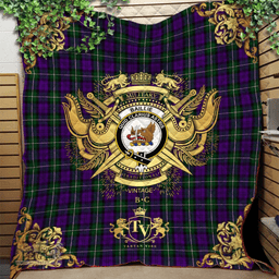 Scottish Baillie Highland Society Clan Tartan Quilt - Military Logo Style Scottish Plaid Tartan Plaid