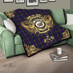 Scottish Baillie Highland Society Clan Tartan Quilt - Military Logo Style Scottish Plaid Tartan Plaid