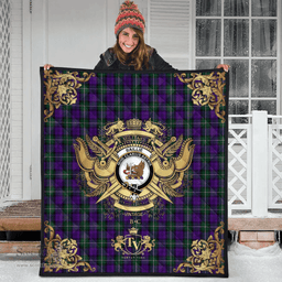 Scottish Baillie Highland Society Clan Tartan Quilt - Military Logo Style Scottish Plaid Tartan Plaid