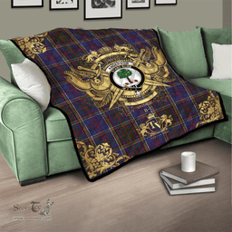 Scottish Anderson W L Clan Tartan Quilt - Military Logo Style Scottish Plaid Tartan Plaid
