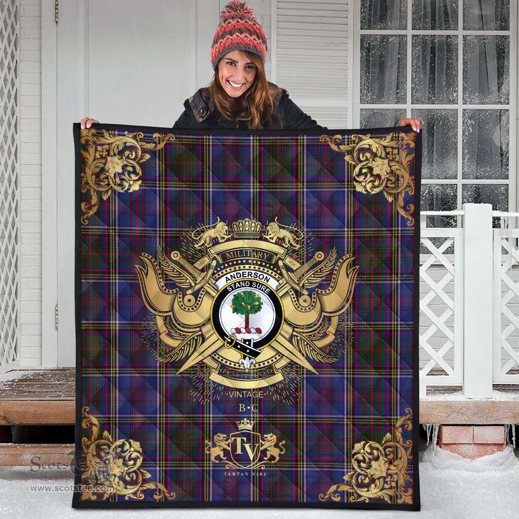 Scottish Anderson W L Clan Tartan Quilt - Military Logo Style Scottish Plaid Tartan Plaid