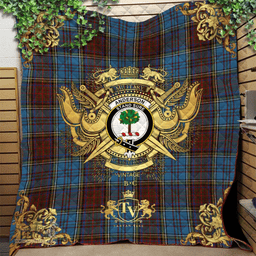 Scottish Anderson Paton Clan Tartan Quilt - Military Logo Style Scottish Plaid Tartan Plaid