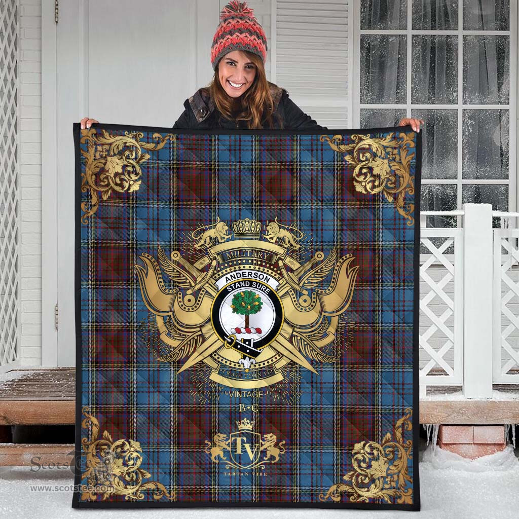 Scottish Anderson Paton Clan Tartan Quilt - Military Logo Style Scottish Plaid Tartan Plaid