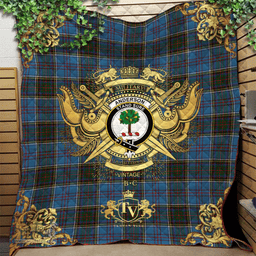Scottish Anderson MacGregor Hastie 02 Clan Tartan Quilt - Military Logo Style Scottish Plaid Tartan Plaid