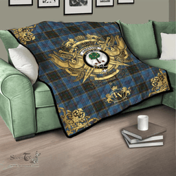 Scottish Anderson MacGregor Hastie 02 Clan Tartan Quilt - Military Logo Style Scottish Plaid Tartan Plaid