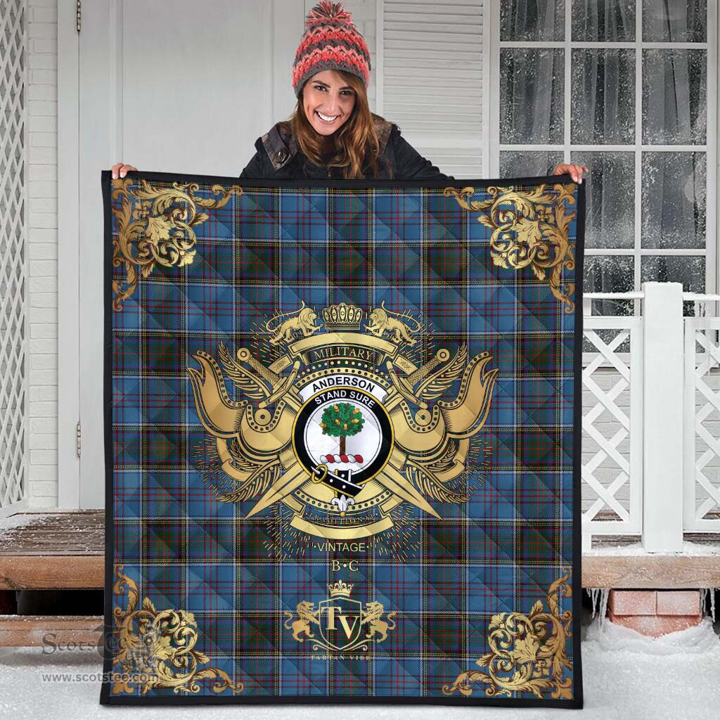 Scottish Anderson MacGregor Hastie 02 Clan Tartan Quilt - Military Logo Style Scottish Plaid Tartan Plaid
