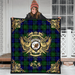Scottish Bannatyne Clan Tartan Quilt - Military Logo Style Scottish Plaid Tartan Plaid