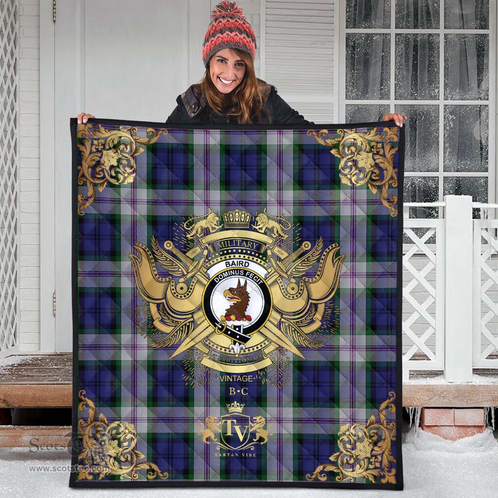 Scottish Baird Dress Clan Tartan Quilt - Military Logo Style Scottish Plaid Tartan Plaid