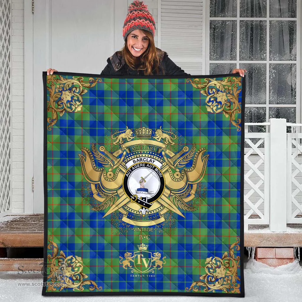 Scottish Barclay Hunting Ancient Clan Tartan Quilt - Military Logo Style Scottish Plaid Tartan Plaid