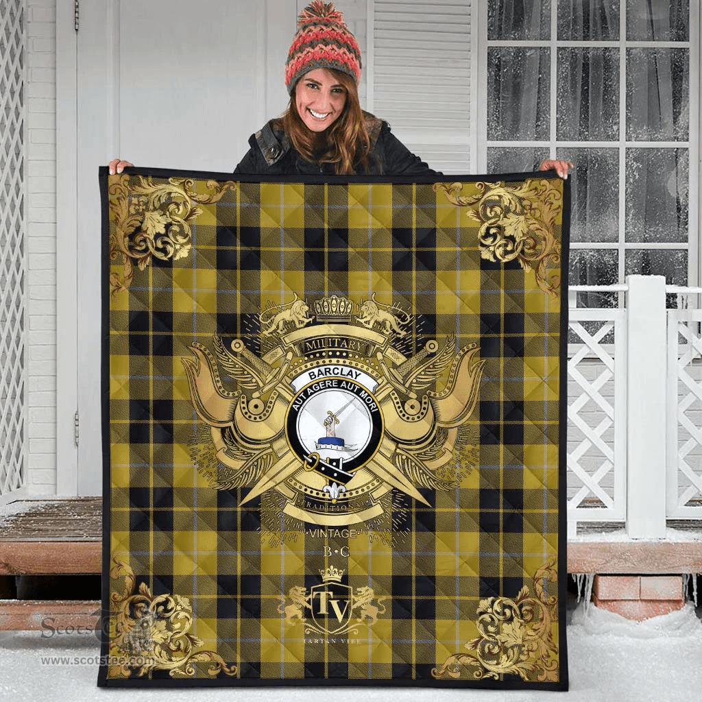 Scottish Barclay Dress Clan Tartan Quilt - Military Logo Style Scottish Plaid Tartan Plaid