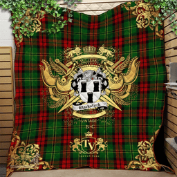 Scottish Blackstock Hunting Clan Tartan Quilt - Military Logo Style Scottish Plaid Tartan Plaid