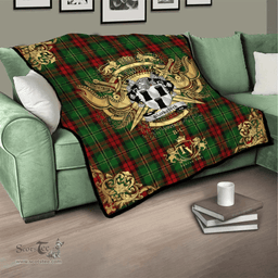 Scottish Blackstock Hunting Clan Tartan Quilt - Military Logo Style Scottish Plaid Tartan Plaid