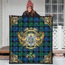Scottish Blackwatch Ancient Clan Tartan Quilt - Military Logo Style Scottish Plaid Tartan Plaid