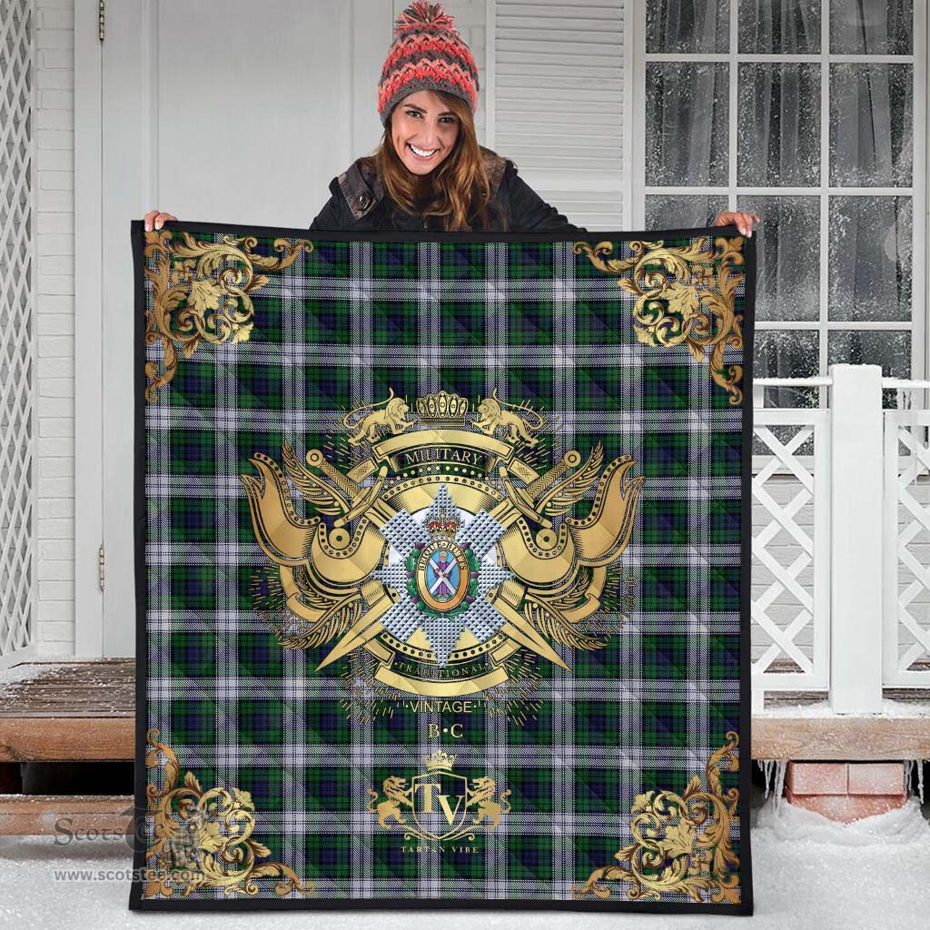 Scottish Blackwatch Dress (Symmetrical) Clan Tartan Quilt - Military Logo Style Scottish Plaid Tartan Plaid